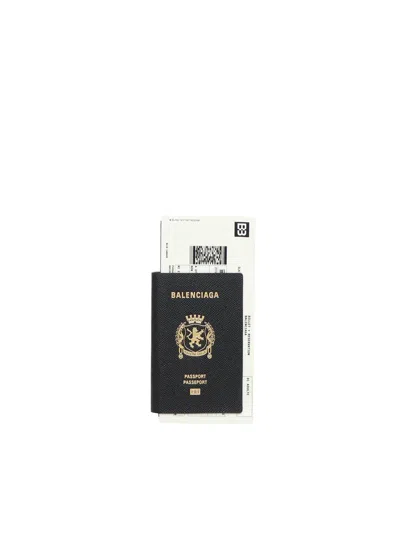 Balenciaga Passport Wallet With Logo In Black
