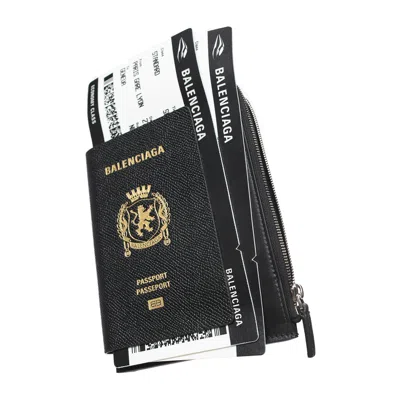 Balenciaga Passport-shaped Wallet With Ticket In Black
