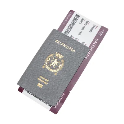 Balenciaga Passport-shaped Wallet With Ticket In Gray