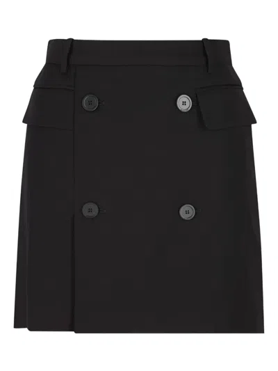 Balenciaga Patch-pocket Button Mini Skirt In Black