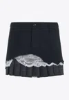 Balenciaga Cargo Skirt With Pleated Hem And Lace Trim In Gray