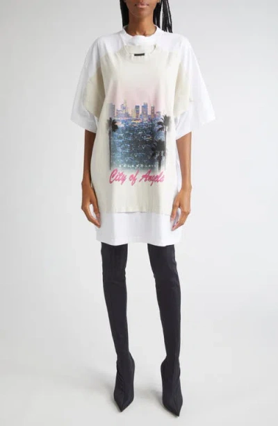 Balenciaga Patched City Of Angels Graphic T-shirt Dress In White