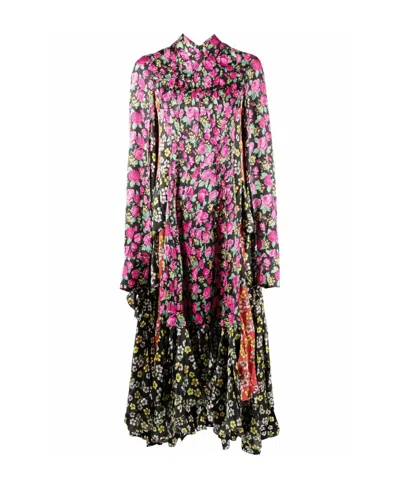 Balenciaga Patched Long Dress In Multicolor