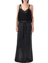 Balenciaga Patched Long Slip Dress With Asymmetric Straps In Black