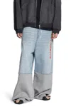 Balenciaga Men Light Blue Denim And Grey Fleece Trousers In Blue