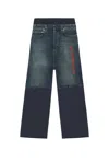 Balenciaga Denim Insert Joggers With Back Pocket In Blue