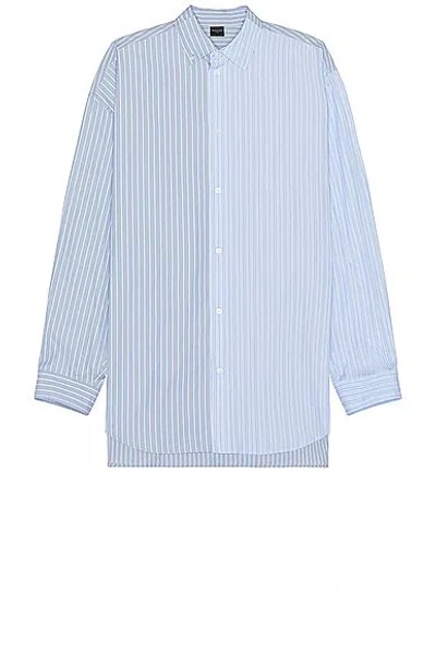 Balenciaga Patched Shirt In Sky Blue & White
