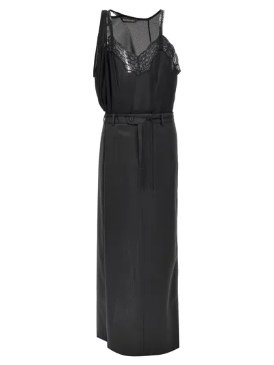 Balenciaga Patched Slip Dress In Black