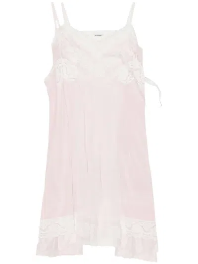 Balenciaga Patched Slip Midi Dress In Baby Pink