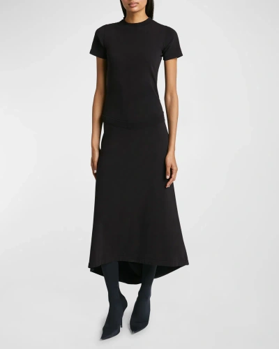 Balenciaga Patched T Shirt Dress In 1055 Washed Black