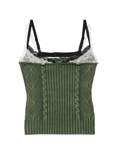 Balenciaga Patched Tank Top In Green