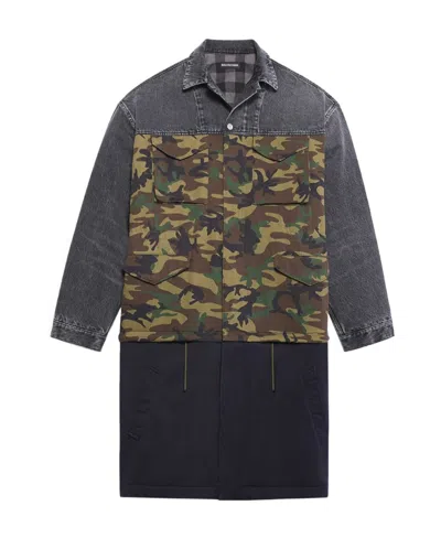 Balenciaga Patchwork Car Coat In Black