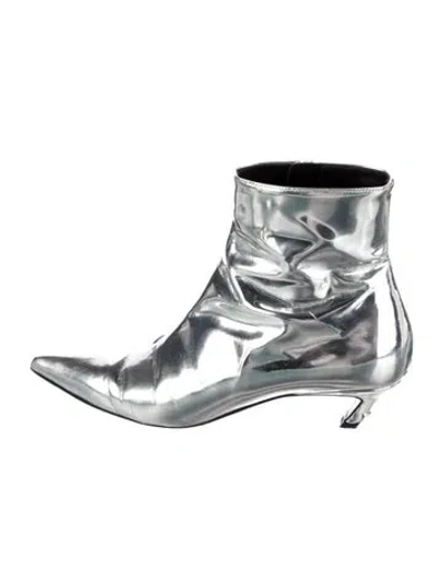 Pre-owned Balenciaga Patent Leather Boots In Silver