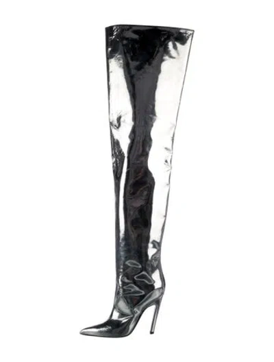 Pre-owned Balenciaga Patent Leather Boots In Silver