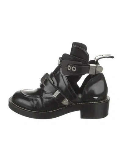 Pre-owned Balenciaga Patent Leather Combat Boots In Black