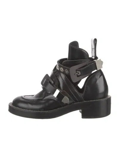 Pre-owned Balenciaga Patent Leather Cutout Accent Combat Boots In Black