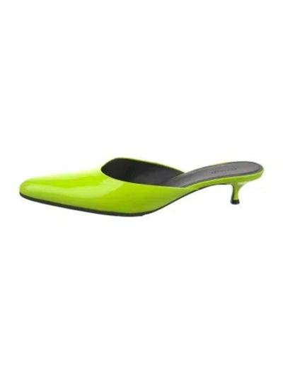 Pre-owned Balenciaga Patent Leather Mules In Green