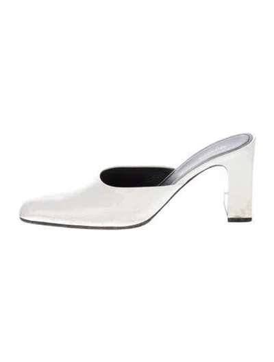 Pre-owned Balenciaga Patent Leather Mules In White