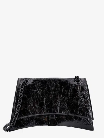 BALENCIAGA PATENT LEATHER SHOULDER BAG WITH FRONTAL MONOGRAM
