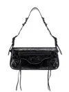 Balenciaga Patent Leather Shoulder Bag With Metal Details In Black