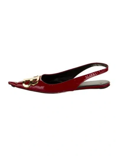 Pre-owned Balenciaga Patent Leather Slingback Flats In Red