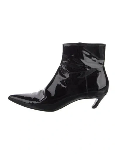 Pre-owned Balenciaga Patent Leather Striped Boots In Black