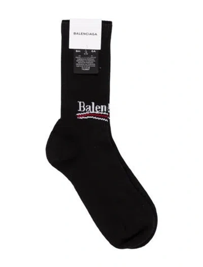 Pre-owned Balenciaga Pattern Print Knit Socks W/tags In Black