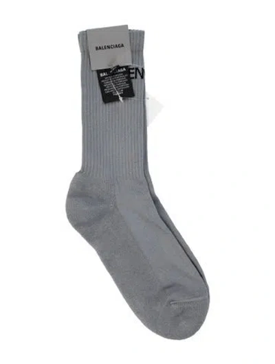 Pre-owned Balenciaga Patterned Long Socks W/tags In Grey