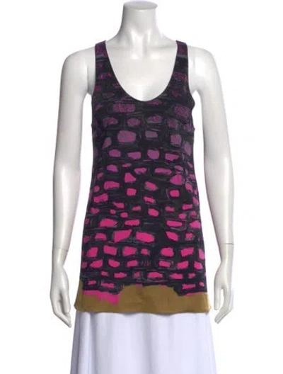 Pre-owned Balenciaga Patterned Scoop Neck Top In Black