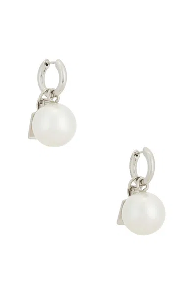 Balenciaga Pearl Earrings In Silver