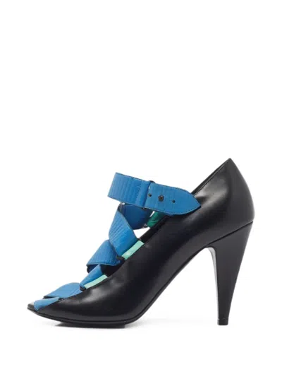 Pre-owned Balenciaga Peep-toe Strap Pumps In Black