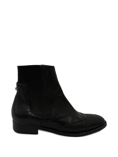 Pre-owned Balenciaga Perforated Wingtip Chelsea Boots In Black