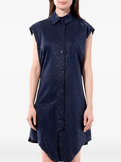 Balenciaga Perforated-detail Sleeveless Dress In Blue