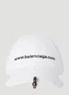 Balenciaga Distressed Embroidered Logo Baseball Cap In White