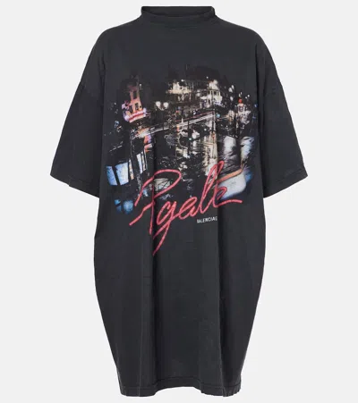 Balenciaga Pigalle Oversized Printed T-shirt In 1041-faded Washed Black