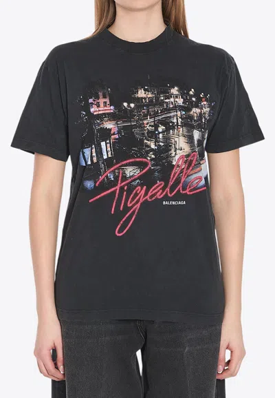 Balenciaga Pigalle Printed T-shirt In Black