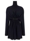 Balenciaga Pinched Navy Mini Dress In Wool And Cotton Women In Blue