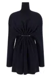 Balenciaga Pinched Navy Mini Dress In Wool And Cotton Women In Blue