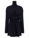 Balenciaga Pinched Navy Mini Dress In Wool And Cotton Women In Blue