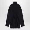 Balenciaga Pinched Navy Mini Dress In Wool And Cotton Women In Black