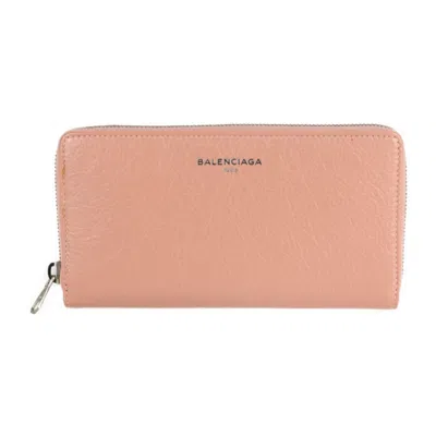Pre-owned Balenciaga Pink Beige Leather Coin Purse/coin Case ()