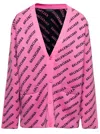 BALENCIAGA PINK CARDIGAN WITH ALL-OVER MOTIF IN WOOL AND COTTON BLEND WOMAN