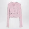 Balenciaga Pink Cotton Blend Tweed Cropped Cardigan