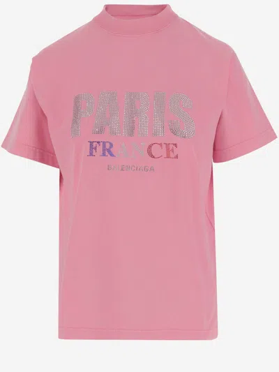 BALENCIAGA PINK COTTON T-SHIRT