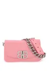 BALENCIAGA PINK CROSSBODY BAG WITH PALLADIUM-TONE BB LOGO IN LEATHER WOMAN