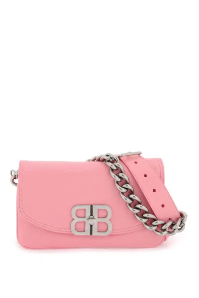 Balenciaga Bb Soft Flap Leather Shoulder Bag In Pink