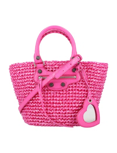 Balenciaga Pink Handwoven Tote Bag For Women