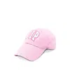 Balenciaga Distressed Cotton Visor Hat With Curved Brim In Pink