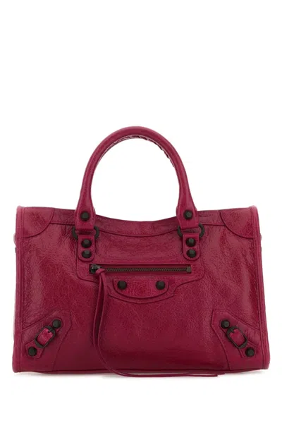 Balenciaga Pink Le City Small Satchel In Burgundy