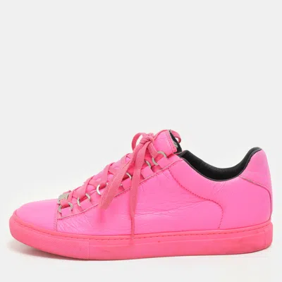 Pre-owned Balenciaga Pink Leather Arena Low Top Sneakers Size 38